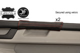 RED STITCH 2X DOOR HANDLE LEATHER COVERS FITS VW T6 TRANSPORTER 2015-2017
