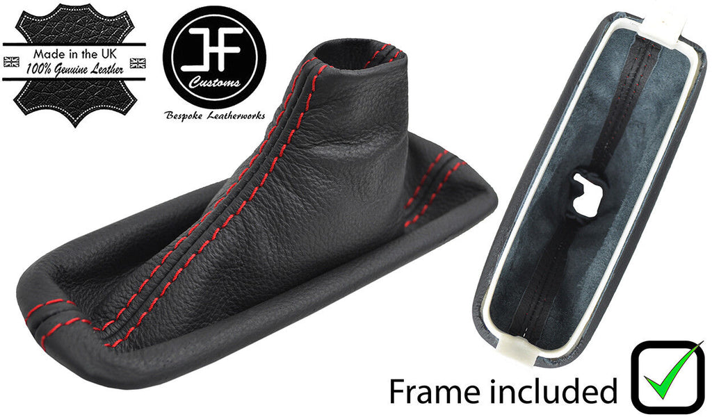 RED STITCH LEATHER HANDBRAKE GAITER WITH PLASTIC FRAME FOR BMW X5 E53 00-06