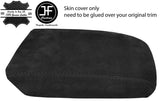 BLACK STITCHING REAL SUEDE ARMREST LID COVER FITS VW TIGUAN MK2 2016-2018