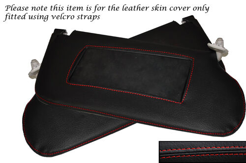 RED STITCHING FITS SAAB 93 9-3 900 1994-2002 2X SUN VISORS LEATHER SKIN COVERS