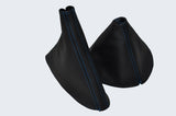 BLUE DOUBLE STITCH FITS  MAZDA MX5 MK3 2005-2008 LEATHER GEAR HANDBRAKE GAITER