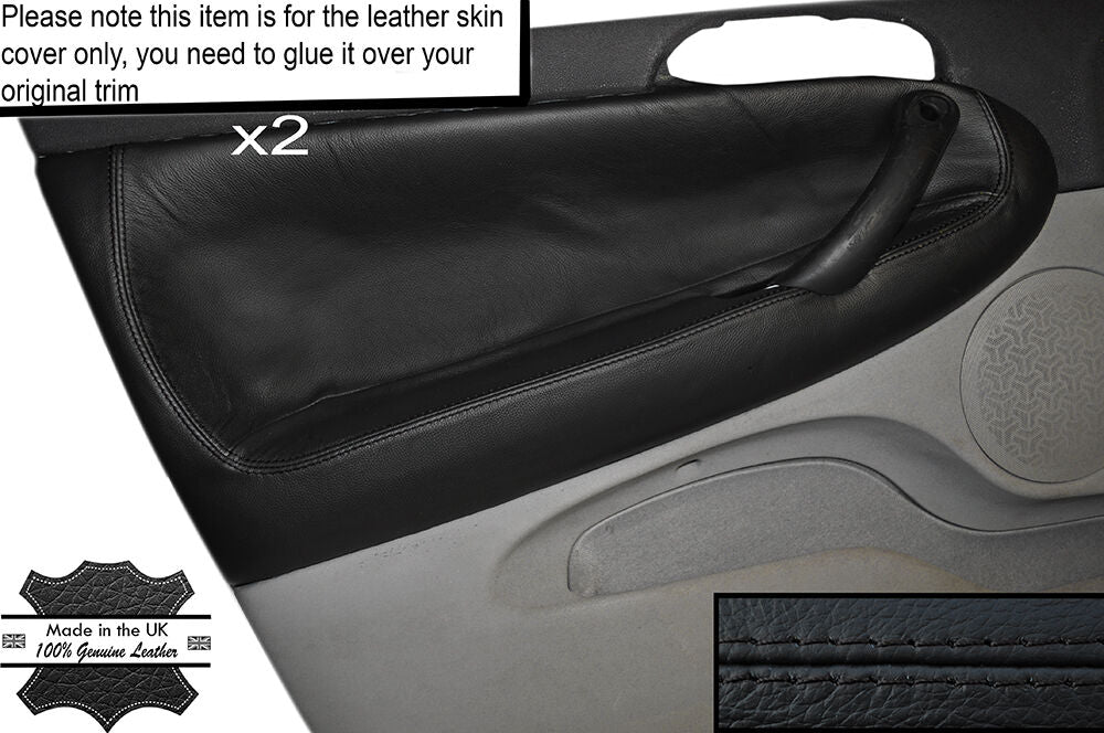 BLACK STITCH 2X FRONT DOOR CARD TRIM SKIN COVER FITS ALFA ROMEO 147 5 DOOR