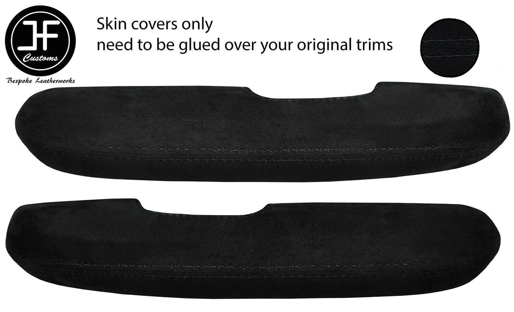 BLACK STITCH 2X DOOR HANDLE ARMREST SUEDE COVERS FITS FORD MUSTANG 1967-1968