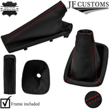 RED STITCH LEATHER GEAR HANDBRAKE + FRAMES FOR VAUXHALL CORSA E 2014-2019
