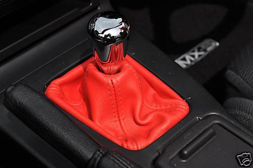 FITS MAZDA MX5 MK1 NEW RED  REAL LEATHER  GEAR GAITER CUSTOM NEW MADE IN UK