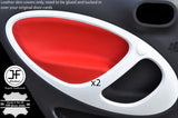 RED REAL LEATHER 2X REAR DOOR CARD TRIM COVERS FOR SMART FORFOUR 2014-2017