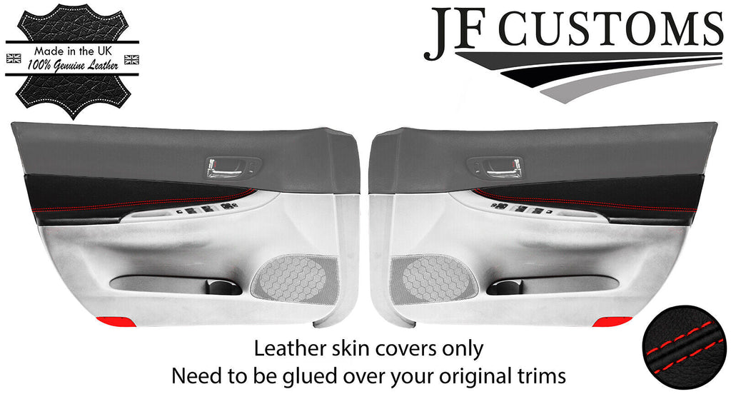 RED STITCH ITALIAN LEATHER 2X FRONT DOOR INSERTS COVERS FOR MAZDA 6 02-05
