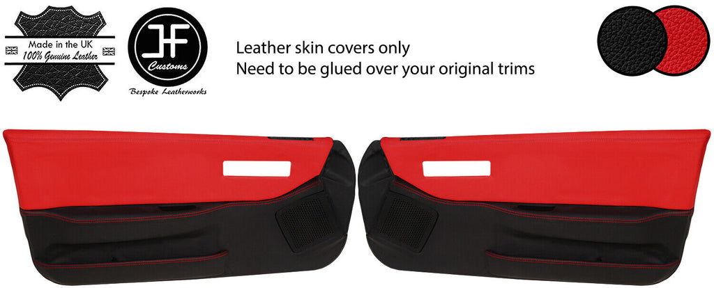 BLACK RED  2 TONE 2X FULL DOOR CARD REAL LEATHER COVERS FITS HONDA CRX 88-91 JDM
