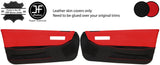 BLACK RED  2 TONE 2X FULL DOOR CARD REAL LEATHER COVERS FITS HONDA CRX 88-91 JDM