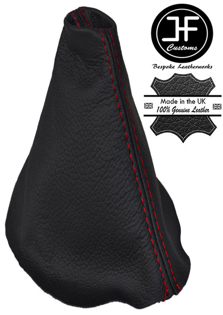 RED  STITCHING MANUAL REAL LEATHER GEAR GAITER FITS VW POLO 6R 2009-2016