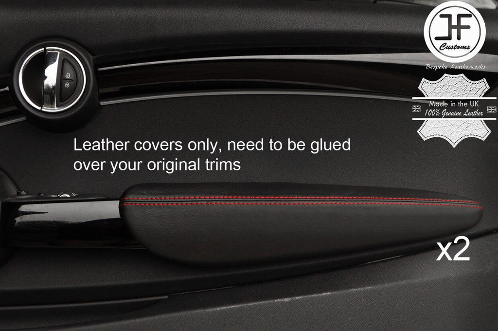 RED STITCH 2X FRONT DOOR ARMREST LEATHER COVERS FOR BMW MINI COOPER F56 14-17