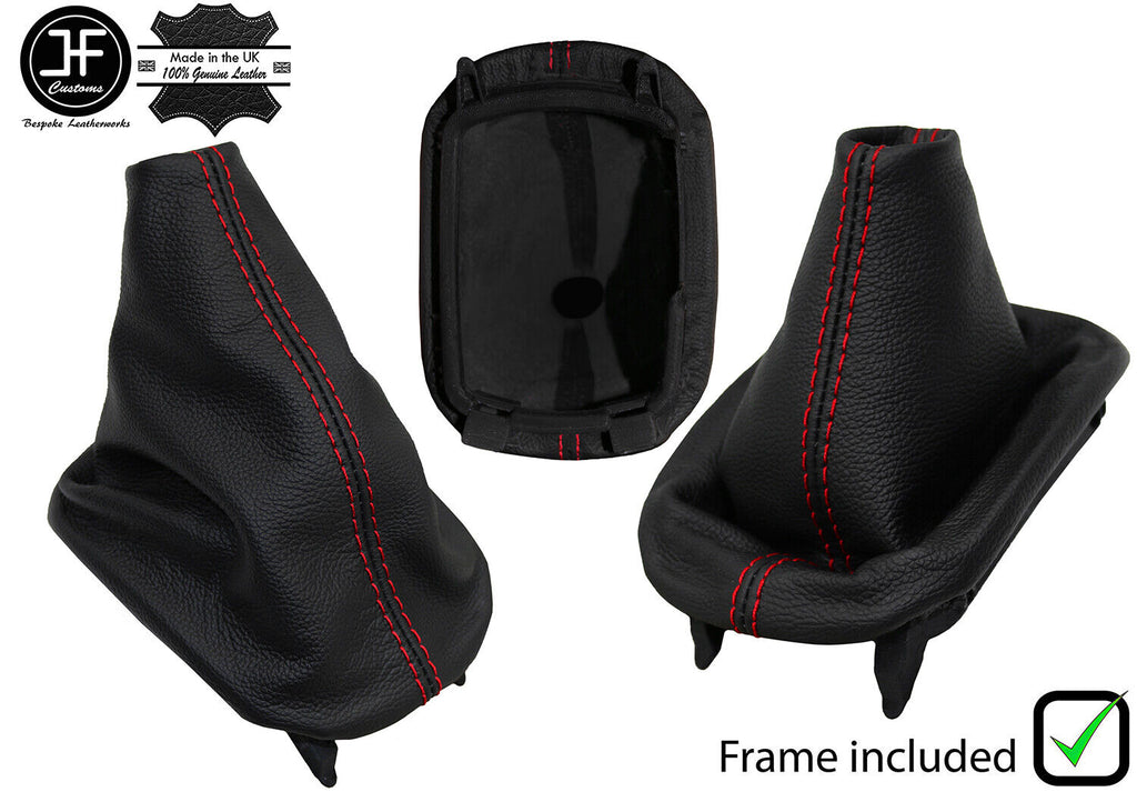 RED STITCH LEATHER MANUAL GEAR GAITER+PLASTIC FRAME FITS SEAT TOLEDO 99-04