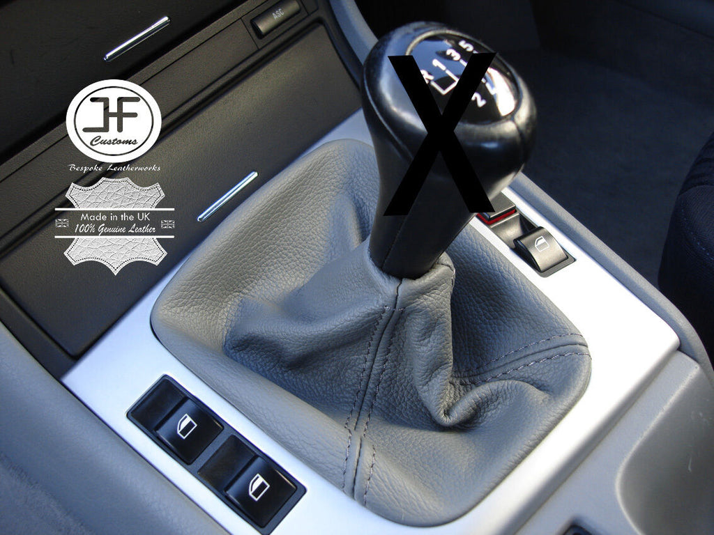 FITS BMW E36 E46 3 SERIES 1992 - 2005 GREY GEAR GAITER COVER GENUINE LEATHER