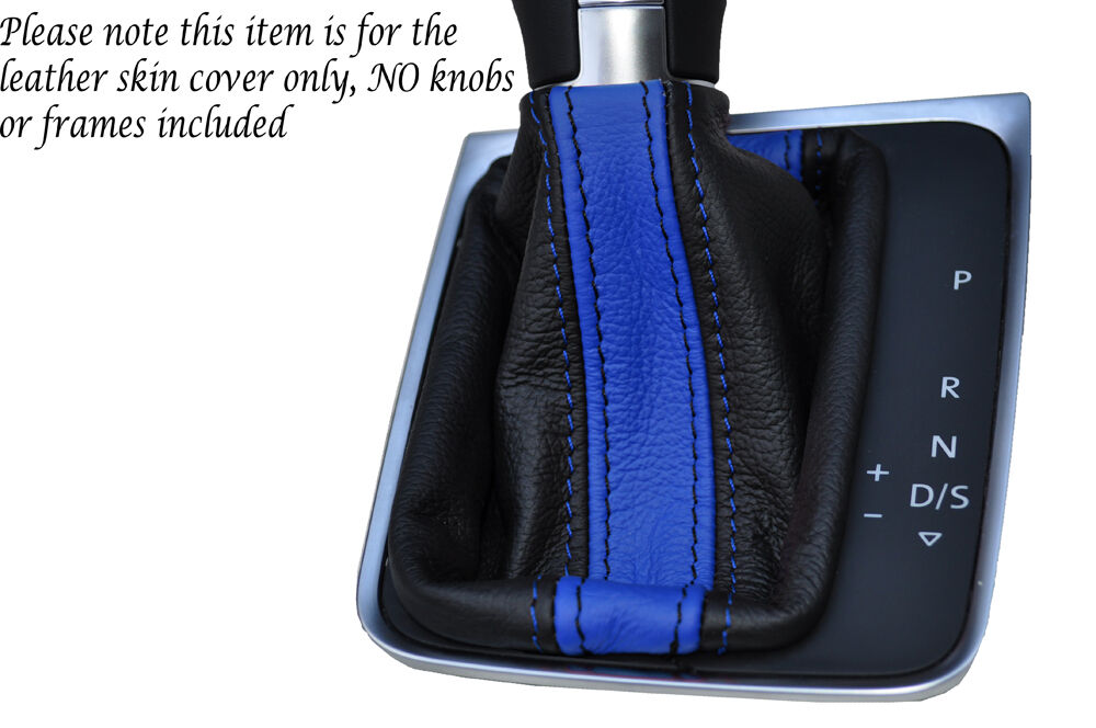 BLACK & BLUE DSG AUTO AUTOMATIC LEATHER GAITER FITS VW GOLF MK7 VII JETTA 2013+