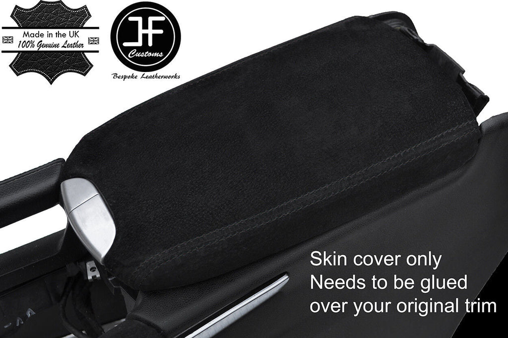 BLACK STITCH ARMREST LID REAL SUEDE COVER FITS MERCEDES GL CLASS X164 2006-2012