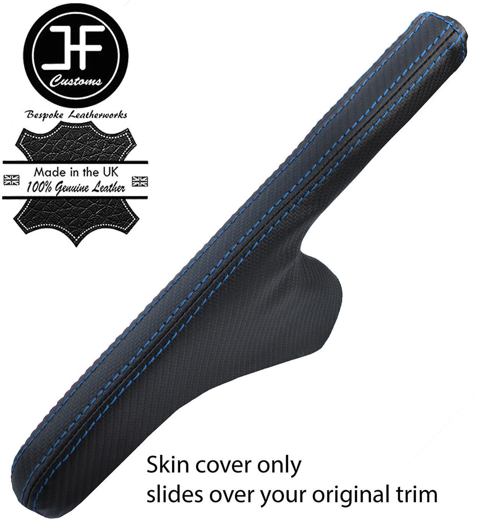 BLUE STITCH CARBON FIBER VINYL HANDBRAKE GAITER FOR FORD FIESTA MK6 MK7 02-08