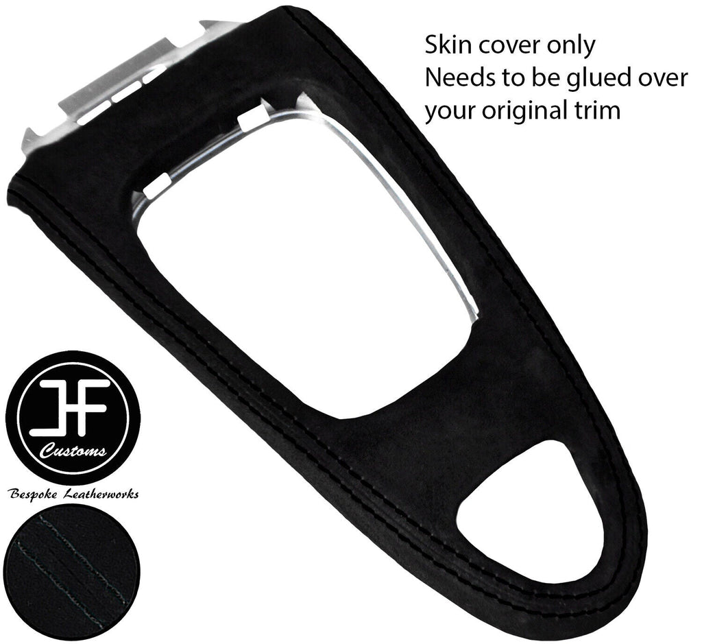 BLACK STITCH AUTOMATIC GEAR SURROUND SUEDE COVER  FOR SAAB 93 9-3 2003-2012