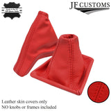 FITS ASTRA H MK5 SET OF GAITERS IN RED LEATHER NEW CUSTOM NEW MADE IN UK