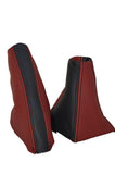 FITS MG MGF MK1 GEAR HANDBRAKE GAITERS 2TONE BLACK D RED CUSTOM NEW MADE IN UK