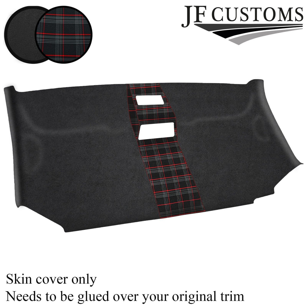 RED STITCH TARTAN D GREY SUEDE FRONT HEADLINER COVER FOR VW T5 TRANSPORTER