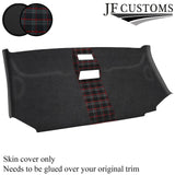 RED STITCH TARTAN D GREY SUEDE FRONT HEADLINER COVER FOR VW T5 TRANSPORTER