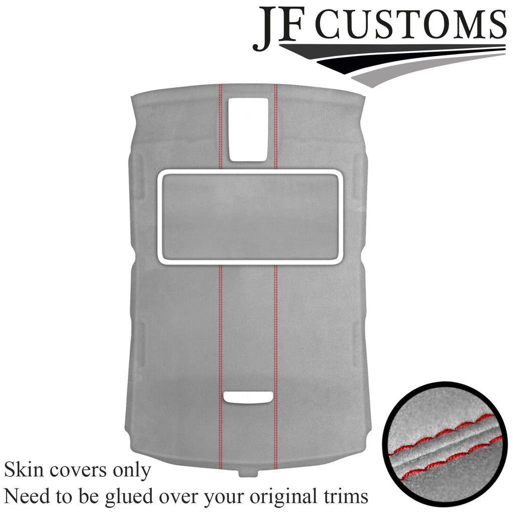 RED STITCH L GREY SUEDE SUNROOF HEADLINER COVER FOR AUDI A4 B7 04-09 SALOON