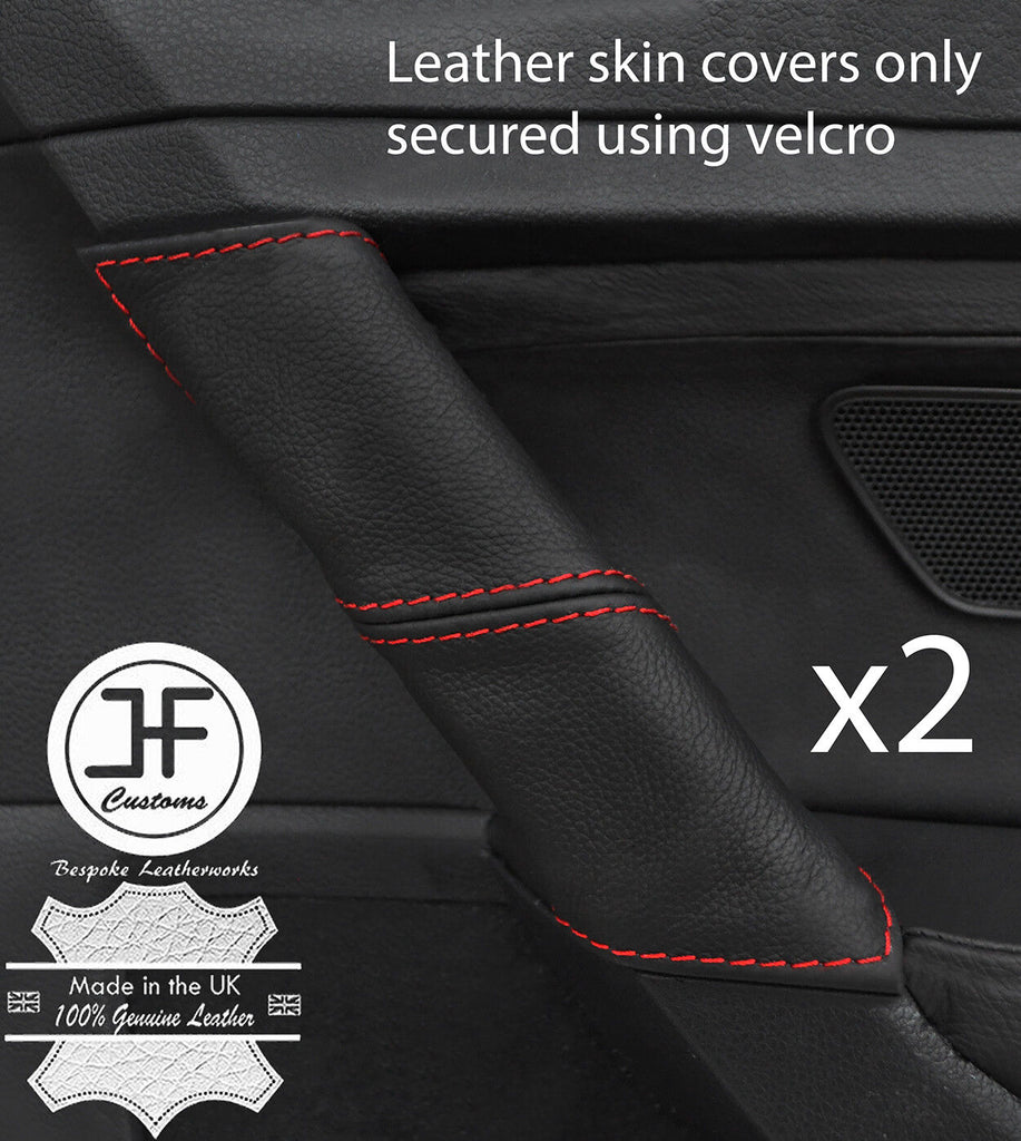 RED STITCH 2X REAR DOOR HANDLE LEATHER COVERS FITS VW GOLF MK7 VII 2013-2017