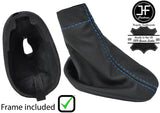 BLUE STITCH LEATHER GEAR GAITER WITH PLASTIC FRAME FITS RENAULT CLIO MK2 01-04