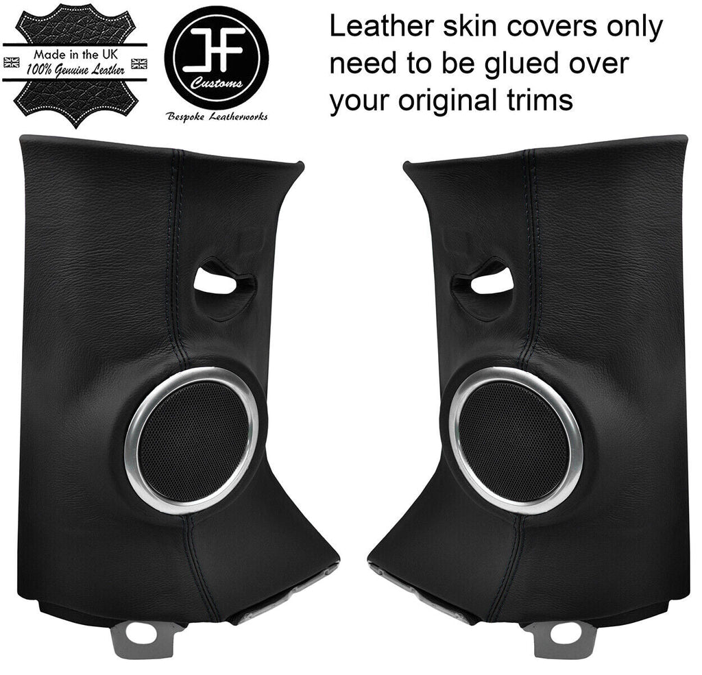 BLACK STITCH 2X UPPER D PILLAR LEATHER COVERS FOR DISCOVERY 4 09-16 STYLE 2