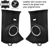 BLACK STITCH 2X UPPER D PILLAR LEATHER COVERS FOR DISCOVERY 4 09-16 STYLE 2