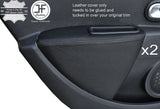 BLACK STITCH 2X REAR DOOR CARD ARMREST SKIN COVER FITS RENAULT CLIO MK4 06-12