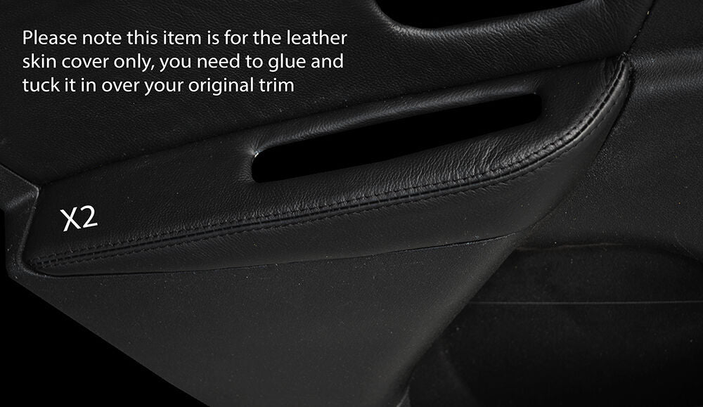 BLACK STITCH 2X REAR DOOR ARMREST SKIN COVER FITS RENAULT MEGANE MK3 08-13