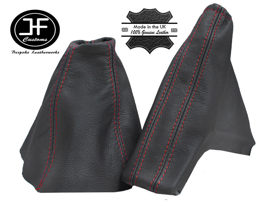 RED STITCH FOR OPEL VAUXHALL TWINTOP 2005-2010 GAITERS SET DARK GREY LEATHER