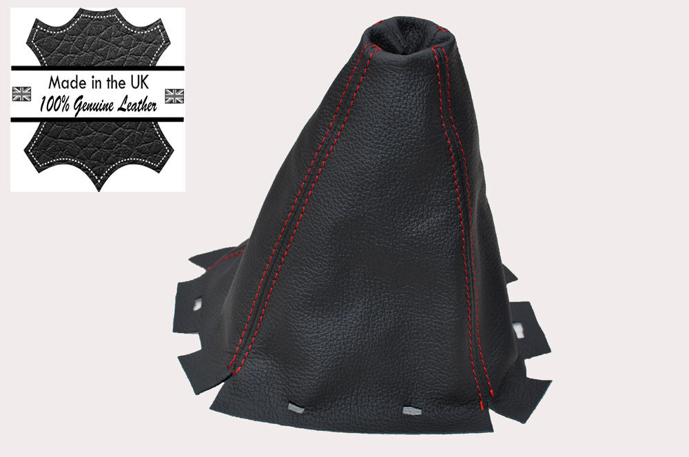 RED STITCH MANUAL LEATHER GEAR GAITER FITS NISSAN NAVARA D40 PATHFINDER R51