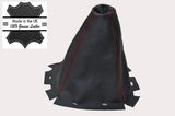 RED STITCH MANUAL LEATHER GEAR GAITER FITS NISSAN NAVARA D40 PATHFINDER R51