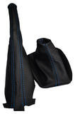 BLUE DOUBLE STITCH FITS VW GOLF MK4 4 IV BORA 98-05 LEATHER GEAR + HANDBRAKE