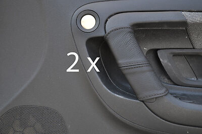black stitch FITS SKODA FABIA MK2 08+ 2X DOOR HANDLE LEATHER COVERS CUSTOM NEW