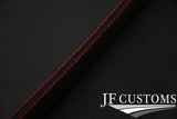 RED STITCH 2X B PILLAR LEATHER COVERS FITS VW AMAROK 10-20 CUSTOM NEW MADE IN UK