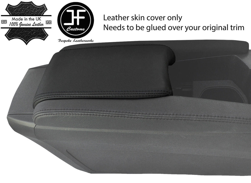 BLACK STITCH TOP GRAIN LEATHER ARMREST LID COVER FOR HONDA CIVIC MK10 2017-2019