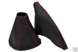 FITS MAZDA RX-7 MK3 1992-2002 GEAR+HANDBRAKE GAITER LEATHER RED DOUBLE STITCH