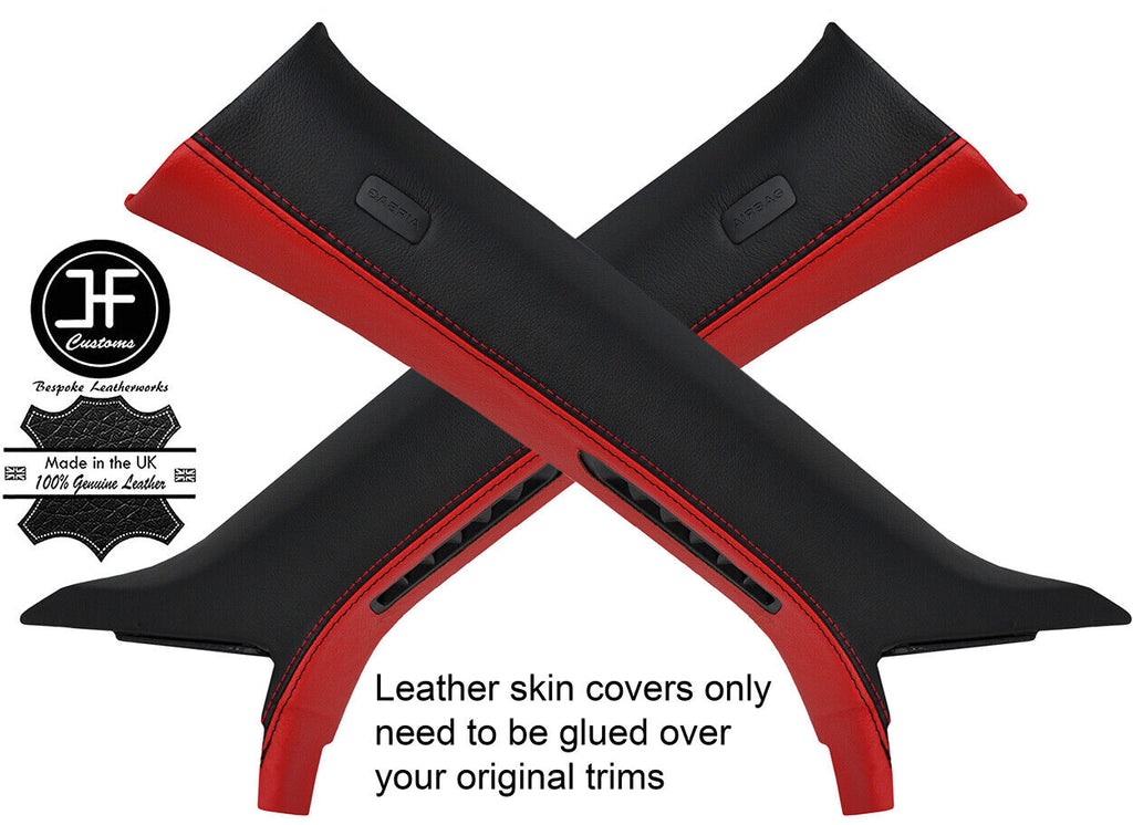 BLACK & RED 2 TONE LEATHER A PILLAR COVERS FITS AUDI TT MK3 COUPE 2015-2019