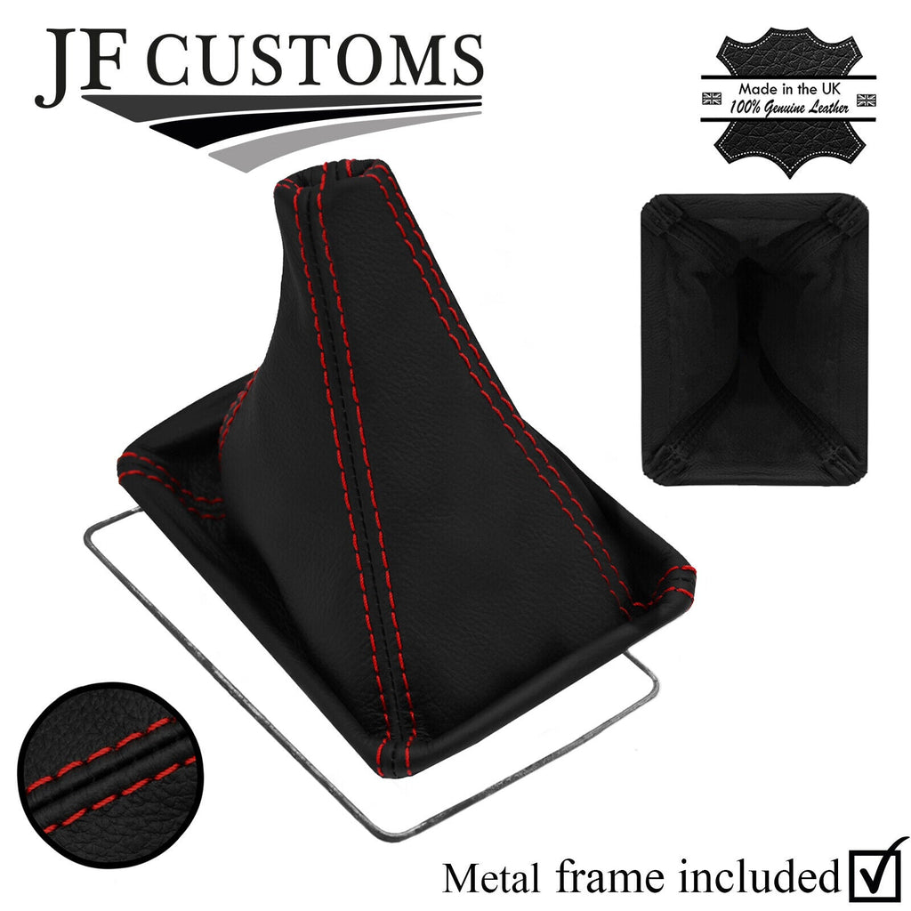 RED STITCH LEATHER GEAR GAITER + METAL FRAME FITS TOYOTA AVENSIS MK1 98-03