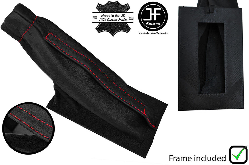 RED STITCH LEATHER HANDBRAKE GAITER WITH PLASTIC FRAME FOR TRIUMPH STAG 70-77
