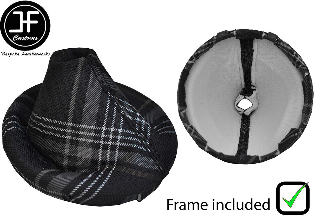 BLACK STITCH TARTAN FABRIC GEAR GAITER+PLASTIC FRAME FOR VW T5 TRANSPORTER 3T