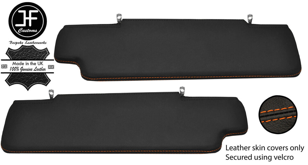 ORANGE STITCHING FITS LAND ROVER DEFENDER 2X SUN VISORS LEATHER COVERS ONLY