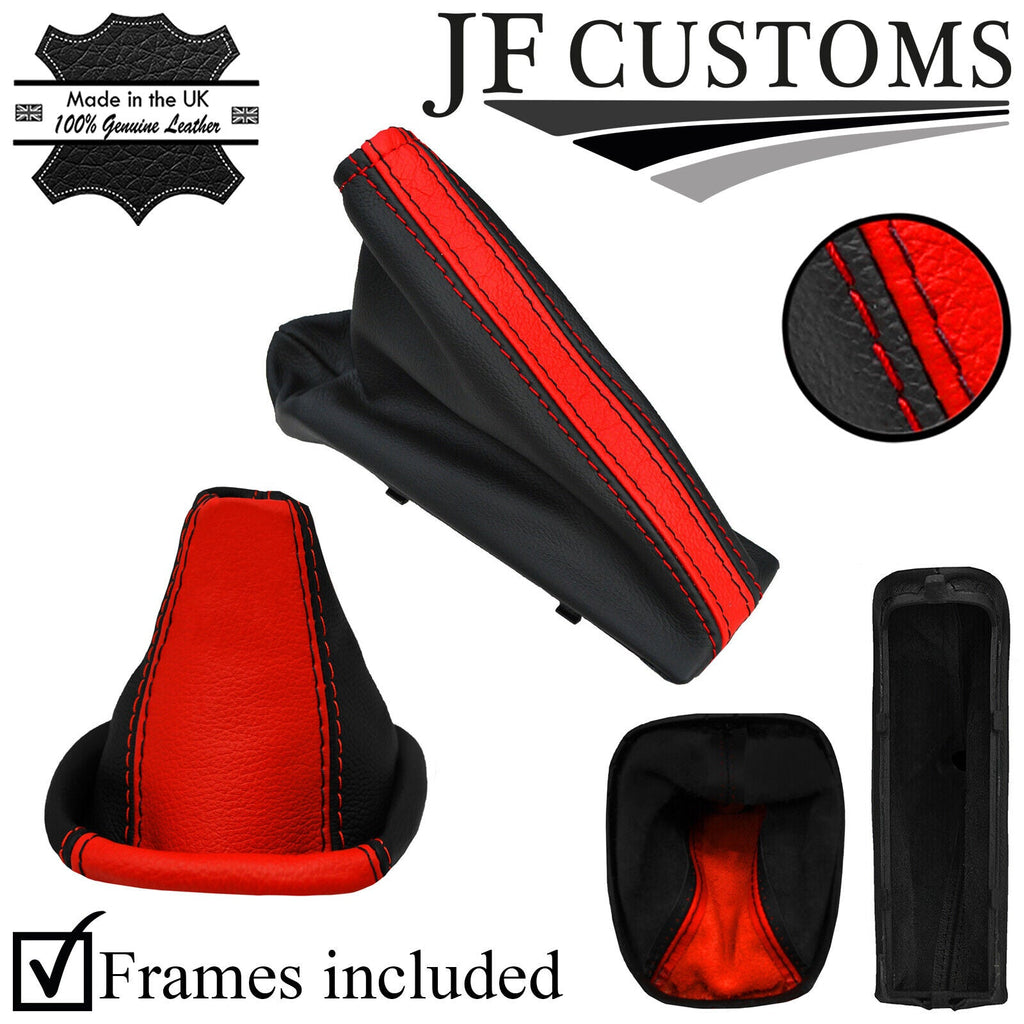 RED & BLACK LEATHER GEAR + HANDBRAKE + FRAMES FOR VAUXHALL OPEL CORSA D 06-14