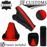 RED & BLACK LEATHER GEAR + HANDBRAKE + FRAMES FOR VAUXHALL OPEL CORSA D 06-14