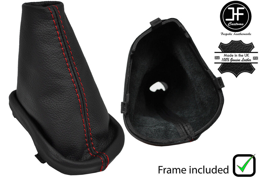 RED STITCH LEATHER MANUAL GEAR GAITER+PLASTIC FRAME FITS DACIA SANDERO 13-19
