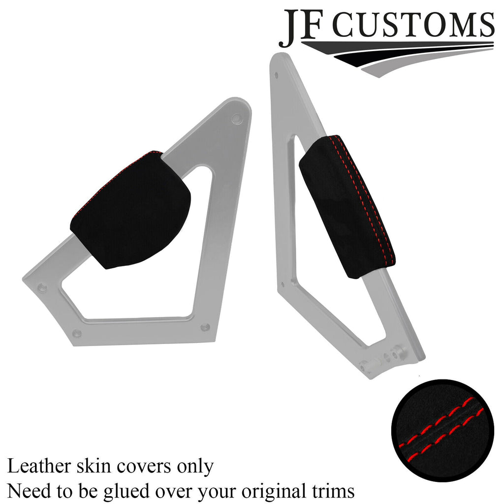 RED STITCH SUEDE 2X CONSOLE KNEE PAD TRIM COVERS FOR AUDI TT MK1 1998-2006