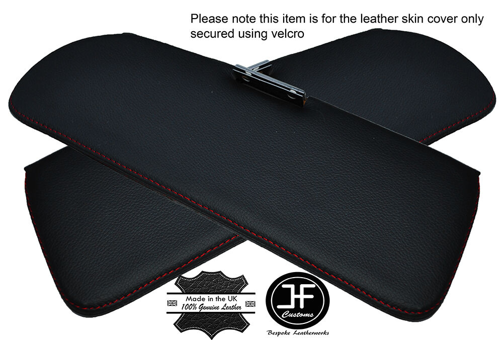 RED STITCHING 2X SUN VISORS LEATHER COVERS FITS FIAT 900T 900 T CUSTOM NEW